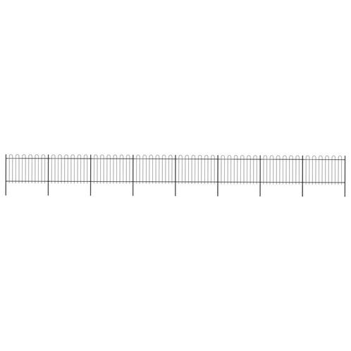 vidaXL Tuinhek met ronde bovenkant 13,6x1,2 m staal zwart, Tuin en Terras, Tuinhekken en Hekwerk, Nieuw, Verzenden