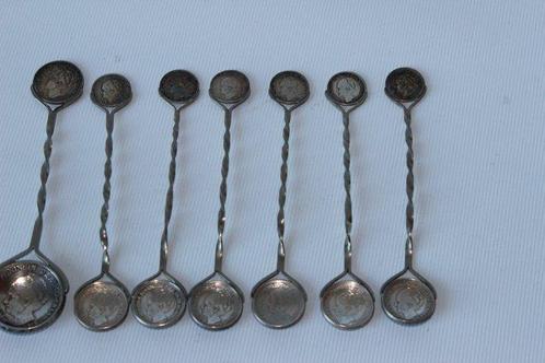 Theelepel (7) - 7 verzet theelepeltjes WW2 - .750 zilver, Antiek en Kunst, Antiek | Zilver en Goud