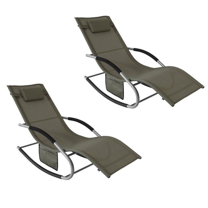 2dekans | SoBuy Ligtstoel set van 2 - Buiten - Max. 150 kg -, Tuin en Terras, Tuinsets en Loungesets, Ophalen of Verzenden