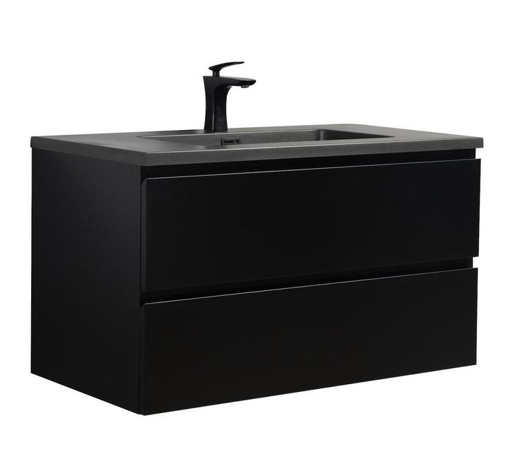 Badkamermeubel Set Angela 90cm Mat Zwart Badmeubel, Huis en Inrichting, Badkamer | Badkamermeubels, Nieuw, Verzenden