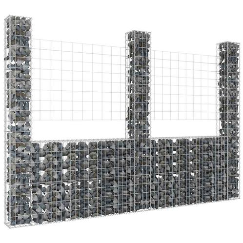 vidaXL Schanskorf U-vormig met 3 palen 260x20x200 cm ijzer, Tuin en Terras, Tuinhekken en Hekwerk, Nieuw, Verzenden