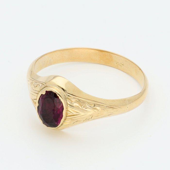 Bague - 18 carats Or jaune - Robijn, Handtassen en Accessoires, Ringen