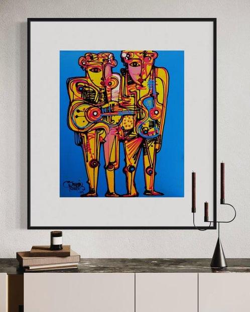Simeon Gonzales - Musicos de la Calle - NO Reserve, Antiek en Kunst, Kunst | Schilderijen | Modern