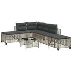 vidaXL 3-delige Loungeset met kussens poly rattan lichtgrijs, Tuin en Terras, Verzenden, Nieuw