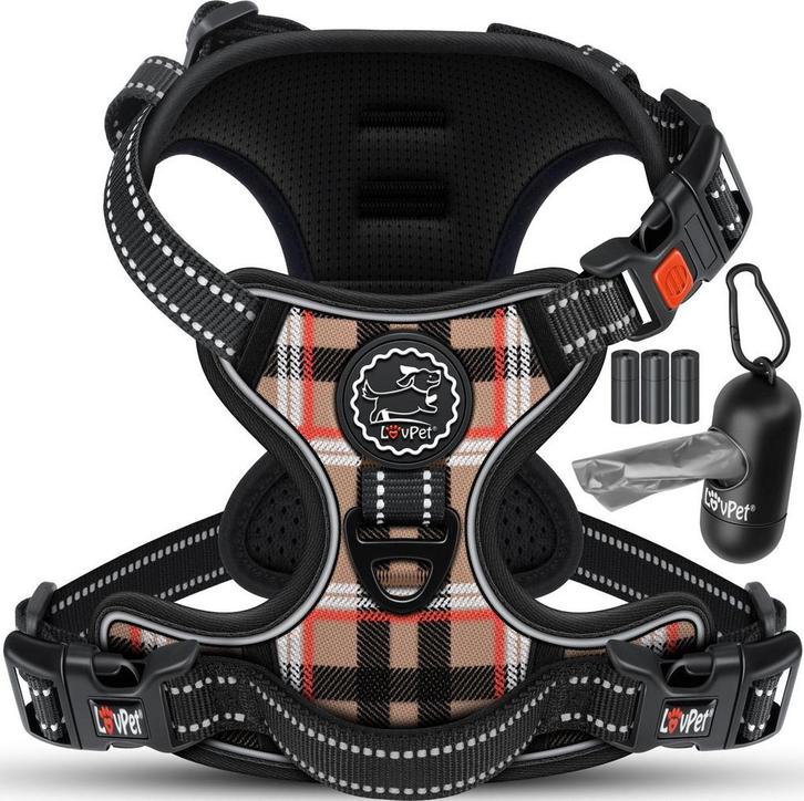 Reflecterende Hondentuigje - Hondenharnas - Beige - M - LOVP, Dieren en Toebehoren, Overige Dieren-accessoires, Verzenden