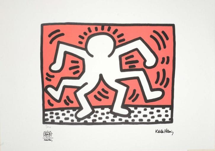 Keith Haring Offset Lithografie, Gecertificeerd (Na-Editie), Antiek en Kunst, Kunst | Litho's en Zeefdrukken
