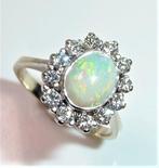 Ring - 14 karaat Witgoud Diamant  (Natuurlijk) - Opaal -