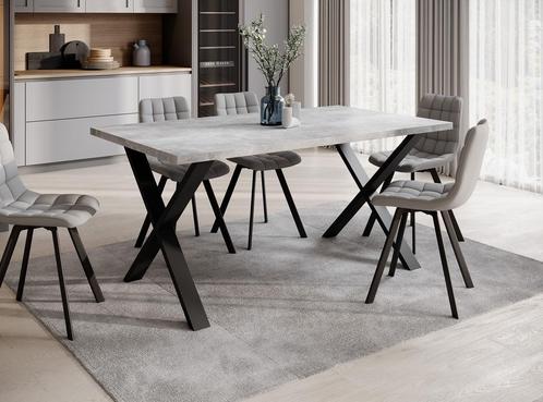 Meubella | Eettafel betonlook 160 cm industrieel, Huis en Inrichting, Tafels | Eettafels, Nieuw, 50 tot 100 cm, Verzenden