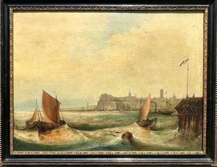 Attributed to Edward William Cooke RA (1811-1880) - Fishing, Antiquités & Art, Art | Peinture | Classique