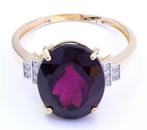 Zonder minimumprijs - Ring - 14 karaat Geel goud Granaat -