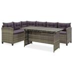 vidaXL 2-delige Loungeset met kussens poly rattan grijs, Tuin en Terras, Tuinsets en Loungesets, Verzenden, Nieuw, Loungeset
