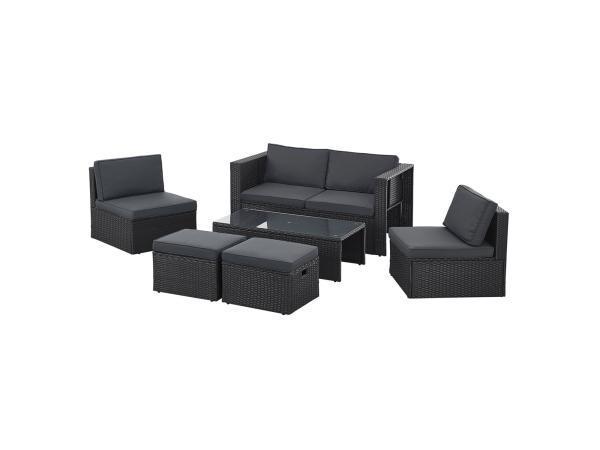 Veiling - Polyrotan Loungeset / Tuinset Salou - Zwart, Tuin en Terras, Tuinsets en Loungesets, Nieuw