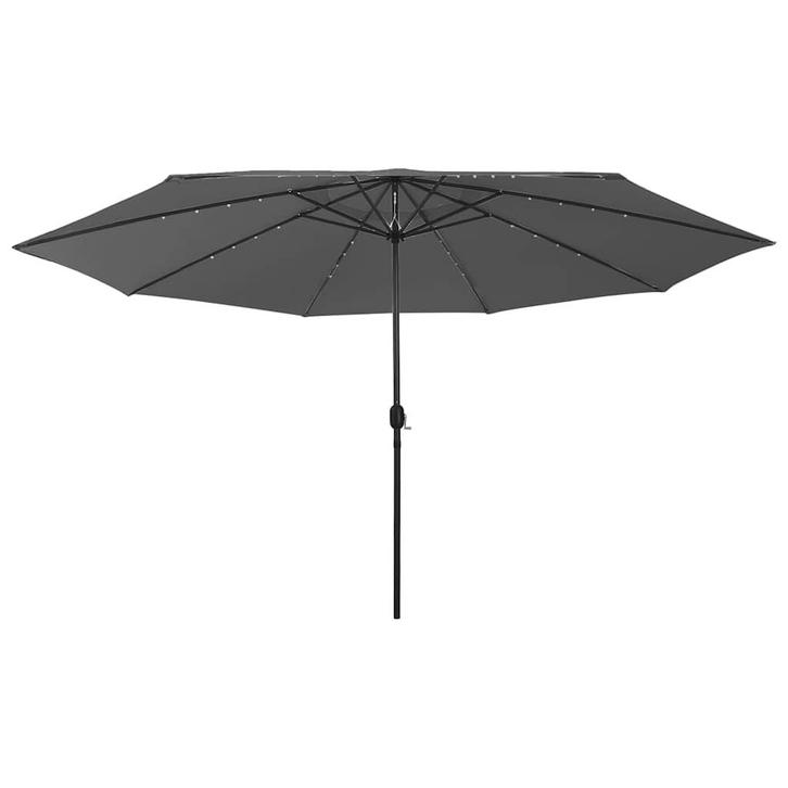 vidaXL Parasol met LED-verlichting 400 cm antracietkleurig, Tuin en Terras, Parasols, Nieuw, Verzenden