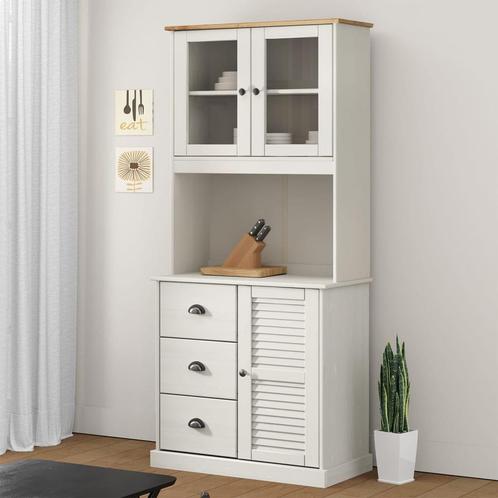 vidaXL Opzetkast VIGO 78x30x100 cm massief grenenhout wit, Huis en Inrichting, Kasten | Dressoirs, Nieuw, Verzenden