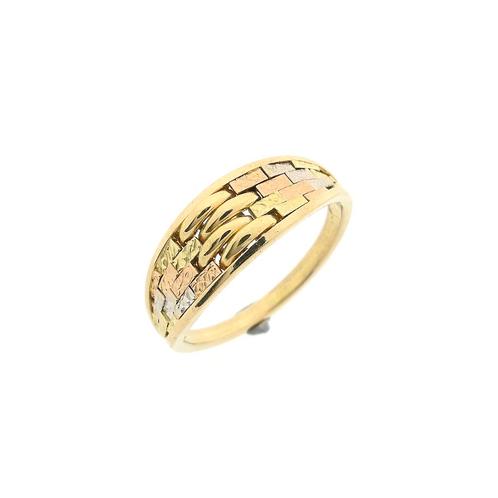 18 Krt. Tricolor gouden verwoven ring (witgoud, roségoud), Handtassen en Accessoires, Ringen, Dame, Overige kleuren, 18 tot 19