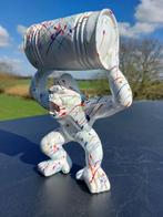 Statue, strong gorilla with oil barrel - 22 cm - polyresine