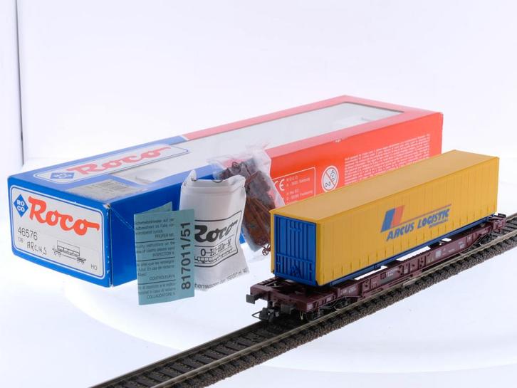 Schaal H0 Roco 46576 containerwagen Arcus logistic van..., Hobby en Vrije tijd, Modeltreinen | H0, Gelijkstroom, Analoog, Zo goed als nieuw