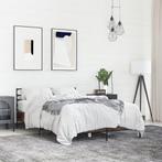 vidaXL Bedframe bewerkt hout metaal bruin eikenkleur 140x200, Huis en Inrichting, Slaapkamer | Bedden, Verzenden, Nieuw