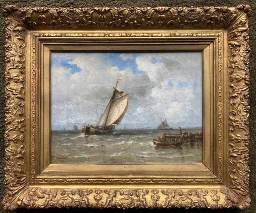Jan Frederik Schutz (1817-1888) - Uitvarende zeilboot, Antiek en Kunst, Kunst | Schilderijen | Klassiek