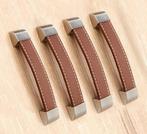 Set van 4 leren handgrepen (96 mm, bruin, eindstuk metaal), Doe-het-zelf en Bouw, Verzenden, Nieuw