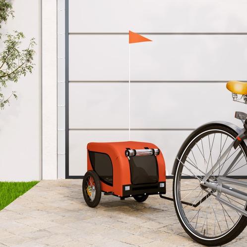 vidaXL Hondenfietstrailer oxford stof en ijzer oranje en, Dieren en Toebehoren, Overige Dieren-accessoires, Nieuw, Verzenden