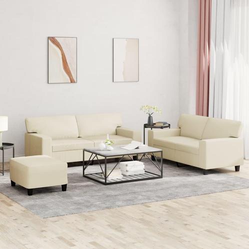 vidaXL 3-delige Loungeset kunstleer crèmekleurig, Huis en Inrichting, Zetels | Zetels, Nieuw, Verzenden