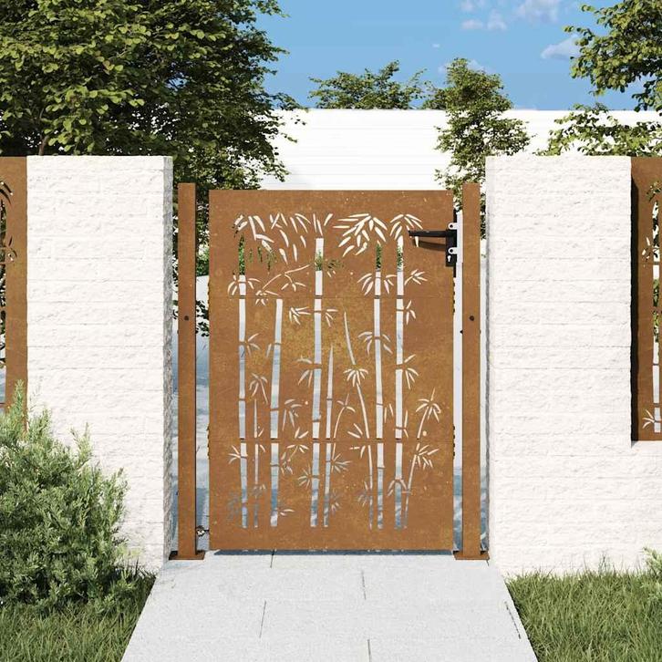 vidaXL Poort 105x155 cm bamboe-ontwerp cortenstaal, Tuin en Terras, Tuinpoorten, Nieuw, Verzenden