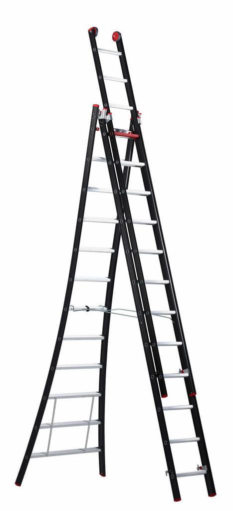 Altrex 3-delige reformladder Nevada 3×12 sporten, Doe-het-zelf en Bouw, Ladders en Trappen, 4 meter of meer, Opvouwbaar of Inschuifbaar