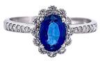 Zonder Minimumprijs - Ring - 18 karaat Witgoud Saffier -, Handtassen en Accessoires, Ringen, Nieuw