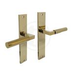 Deurklink Bau-Stil op schild blind in messing titaan PVD..., Ophalen of Verzenden, Nieuw, Koper of Messing, Klink of Kruk