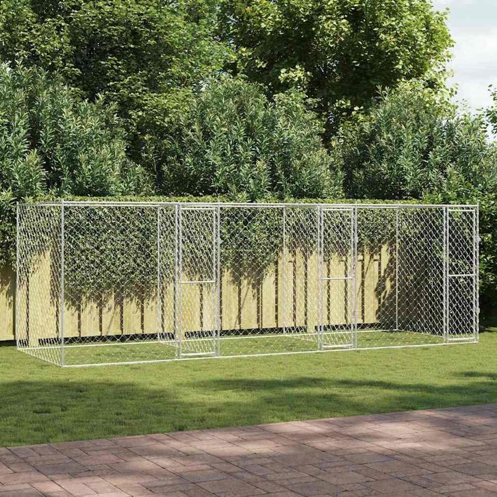 vidaXL Hondenbench Zilver 600 x 200 x 200 cm Gegevens staal, Dieren en Toebehoren, Hondenbenches, Nieuw, Verzenden
