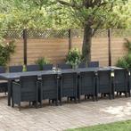 vidaXL Tuin Eettafel Set 15 pcs Antraciet Polt riet, Tuin en Terras, Verzenden, Nieuw