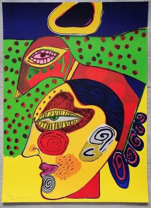 Corneille (1922-2010) - Tete de femme et oiseau pensif, Antiek en Kunst, Antiek | Overige Antiek