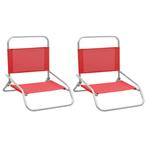 vidaXL Strandstoelen 2 st inklapbaar stof rood, Tuin en Terras, Tuinstoelen, Verzenden, Nieuw