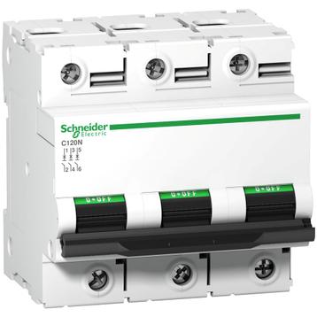 Schneider C120N 3P 125A Aardlekautomaat 10kA - A9N18369, Verzenden