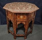 Octagonale ingelegde bot vouwtafel - Been, Hout - India -