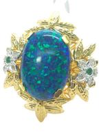 Zonder Minimumprijs - Ring - 9 kt. Geel goud, Zilver Opaal -, Handtassen en Accessoires, Ringen, Nieuw
