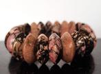 Natuurlijke rhodoniet - Armband - 22 cabochonstenen - Halve