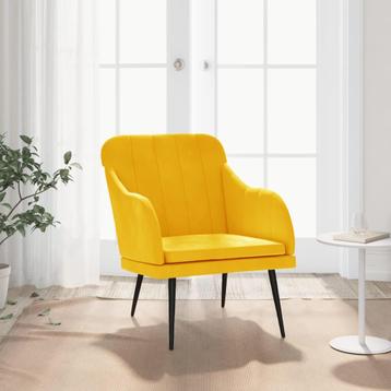 vidaXL Fauteuil 63x76x80 cm fluweel geel, Huis en Inrichting, Fauteuils, Verzenden, Nieuw