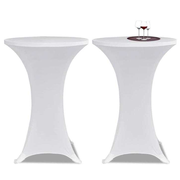 vidaXL Statafelhoes Stretch Ø60cm Wit (2 stuks), Tuin en Terras, Tuinmeubel-accessoires, Nieuw, Verzenden