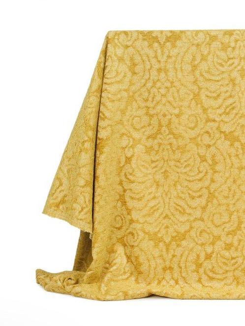 Elegante en verfijnde fluwelen uitstraling stof Okra geel -, Antiek en Kunst, Antiek | Tapijten, Tafelkleden en Textiel