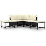 vidaXL Salon de jardin 5 pcs avec coussins Noir Résine tress