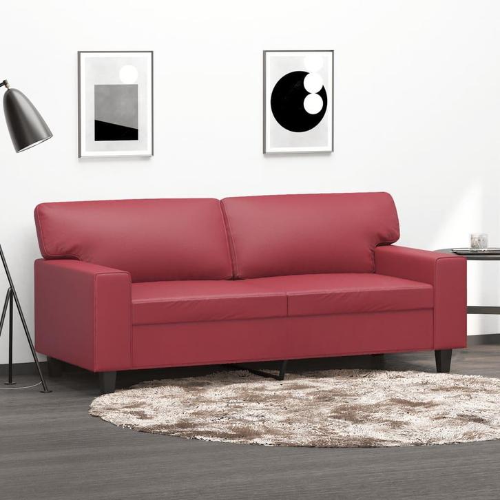 vidaXL Tweezitsbank 140 cm kunstleer wijnrood, Huis en Inrichting, Zetels | Zetels, Nieuw, Verzenden