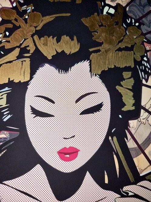 Yorokobi (XX-XXI) - Geisha Dream 7 (XL Gold embellished, Antiek en Kunst, Kunst | Schilderijen | Modern