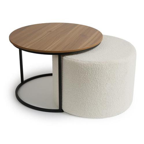 Bijzettafel en teddy poef - Set van 2 | Ø 52 en Ø 60 cm, Huis en Inrichting, Zitzakken, Nieuw, Verzenden