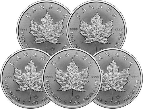 5 Troy Ounce - Zilver .999 - Maple Leaf 2025 - 155,5 gram -, Postzegels en Munten, Edelmetalen en Baren