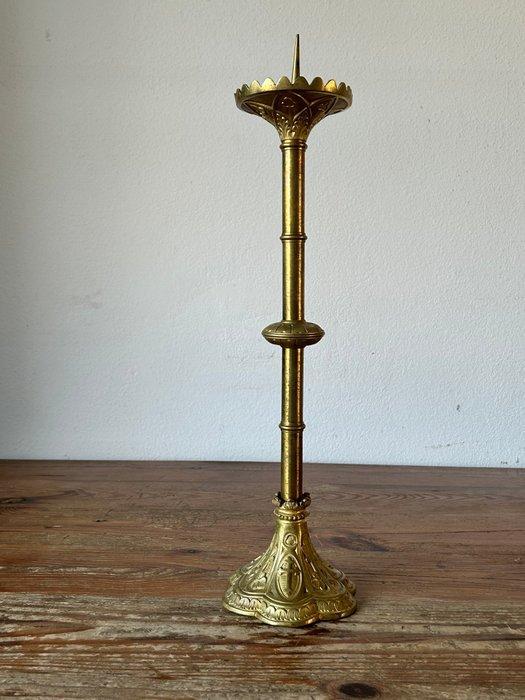 Kandelaar - Koper - Vergulde Kerkkandelaar - 50 cm - 1,2 kg, Antiek en Kunst, Kunst | Niet-Westerse kunst