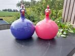 Statue, set of 2 balloon chickens - 23 cm - polyresine
