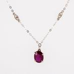 Hanger - 18 karaat Witgoud Robijn - Diamant