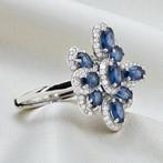 Zonder minimumprijs - Ring Verguld Saffier - Topaas - 18kt, Handtassen en Accessoires, Ringen, Nieuw